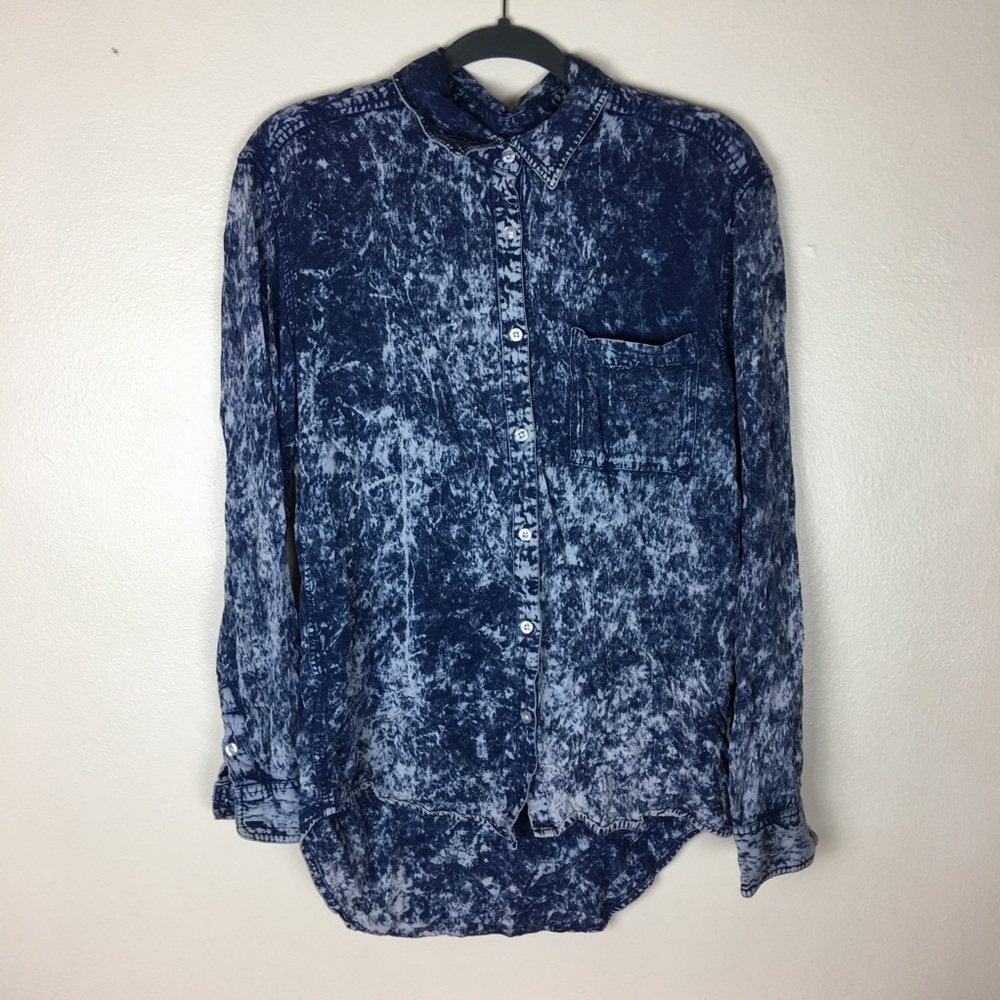 Bycorpus dark blue and white speckled long-sleeve